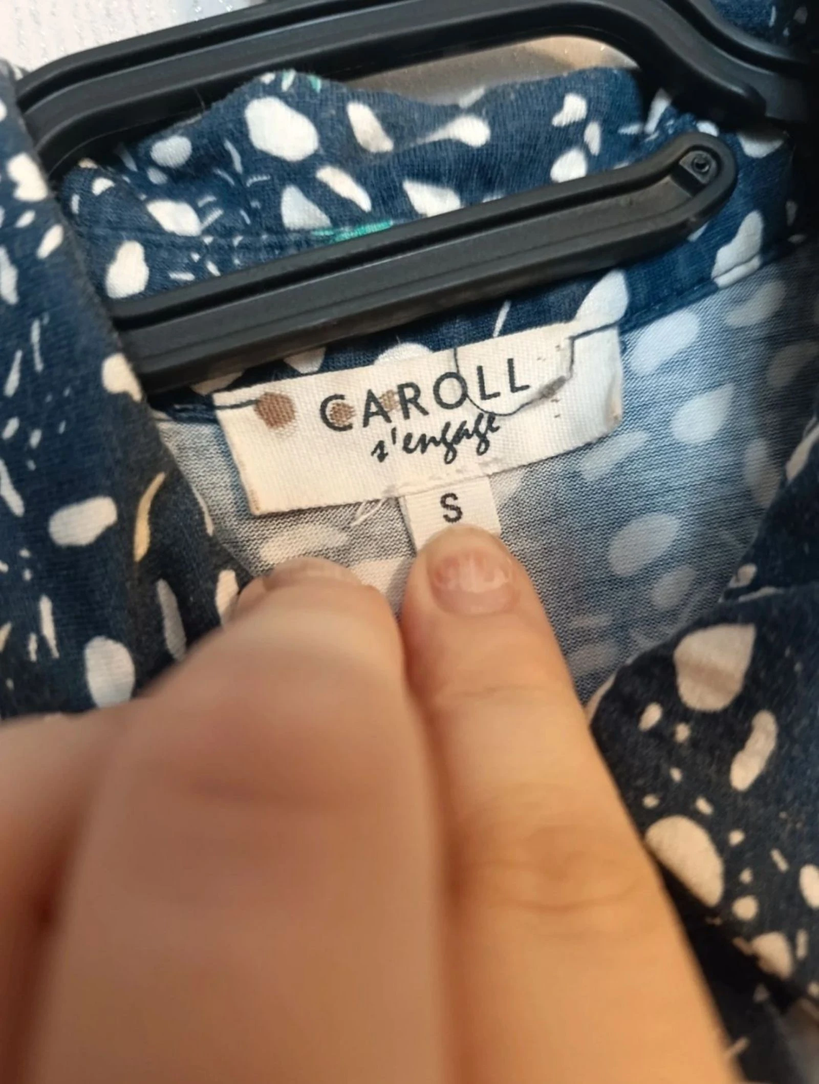 Blusa de manga corta Caroll azul marino con estampado – Talla 38 – photo 4